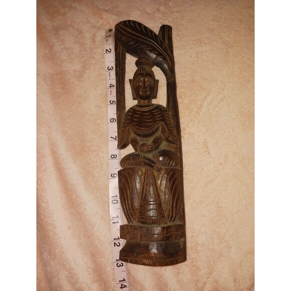 Hand Carved Statue 13 inch Sculpture Buddhist Thai Deity Figurine Vintage - Picture 4 of 6